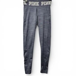 Victoria's Secret PINK Yoga Pants Womens XS Gray Logo Spellout Waistband Legging